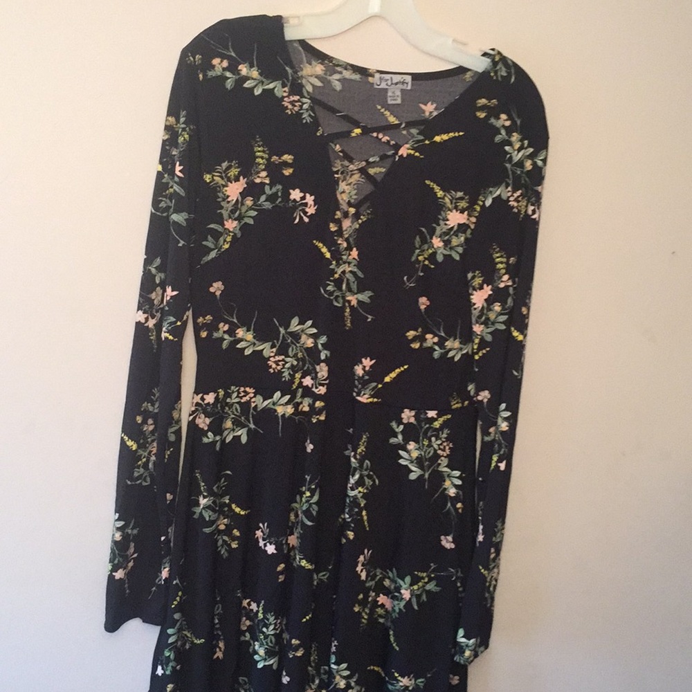 Black floral long sleeve dress